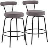 Rhonda 26" Counter Stool in Charcoal Gray Fabric & Black Steel (Set of 2)